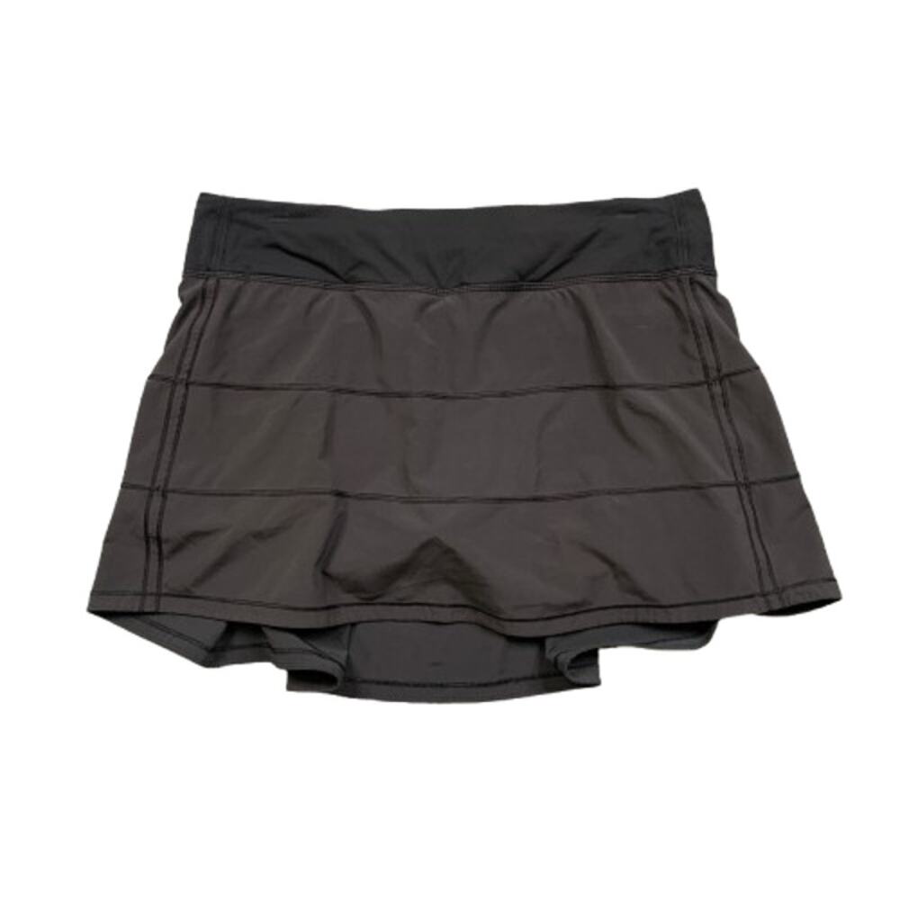 Lululemon Skort Womens 10 Black Pace Rival Pleated Back Sweat Wicking Running